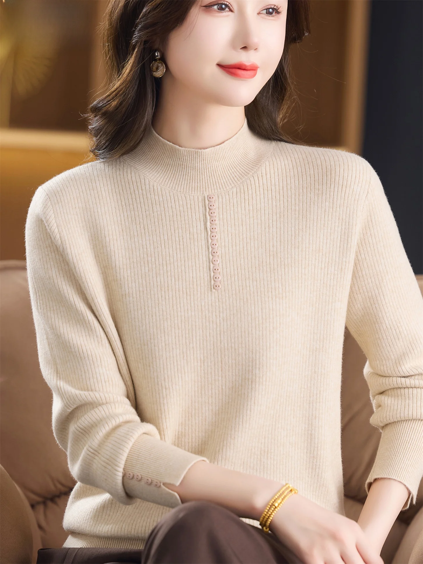 Ele Mid-Late Autumn Winter Thiened Long Sve f-High Collar Sweater Loose Base irt for Mom Middle-Aged And l...
Ele Mid-Late Autumn Winter Thiened Long Sve f-High Collar Sweater Loose Base irt for Mom Middle-Aged And l...