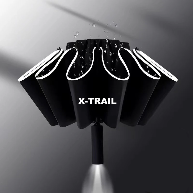 Car Reverse Folding Umbrella With LED Flashlight Reflective Stripe Umbrella for Nissan X-Trail X Trail XTrail T32 2014-2021
Car Reverse Folding Umbrella With LED Flashlight Reflective Stripe Umbrella for Nissan X-Trail X Trail XTrail T32 2014-2021
