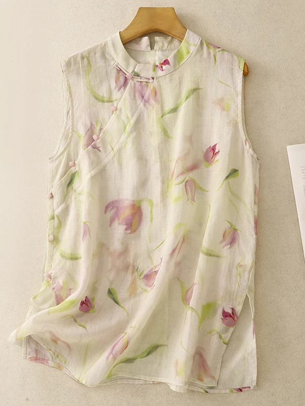 Fashionable Cotton Linen Women's Vest Large Size All-Match Button Print Design Slimming Top Comfortable Breathable Summer Wear
Fashionable Cotton Linen Women's Vest Large Size All-Match Button Print Design Slimming Top Comfortable Breathable Summer Wear
