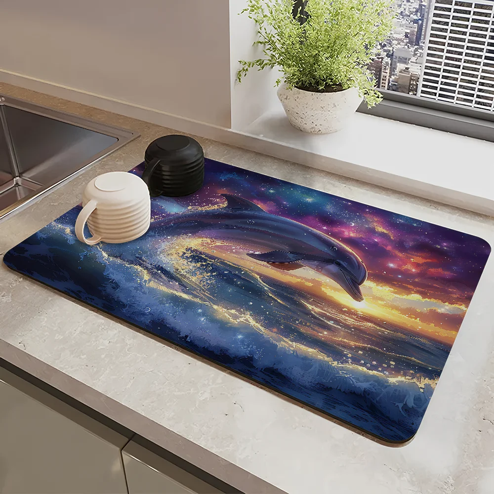 Ocean Animals Dolphin Draining Pad Drying Mat For Kitchen Bar Coffee Dishes Rubber Quick Drying Water Absorbent Anti-slip Mat
Ocean Animals Dolphin Draining Pad Drying Mat For Kitchen Bar Coffee Dishes Rubber Quick Drying Water Absorbent Anti-slip Mat