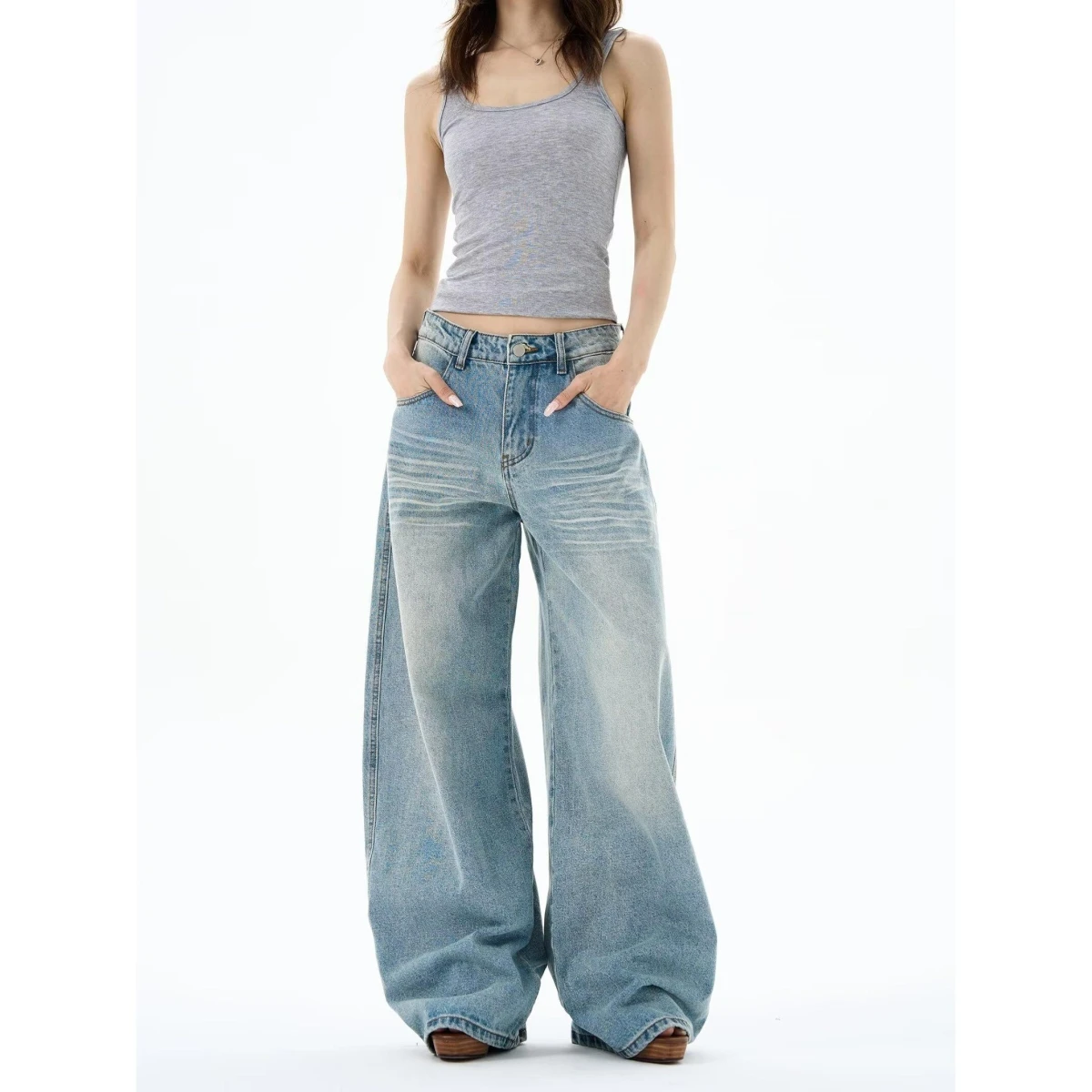 Retro Distred Wide Leg Denim Jeans Women's Spring Small Size High Waist Loose Versatile Straight Floor-Length Pants
Retro Distred Wide Leg Denim Jeans Women's Spring Small Size High Waist Loose Versatile Straight Floor-Length Pants