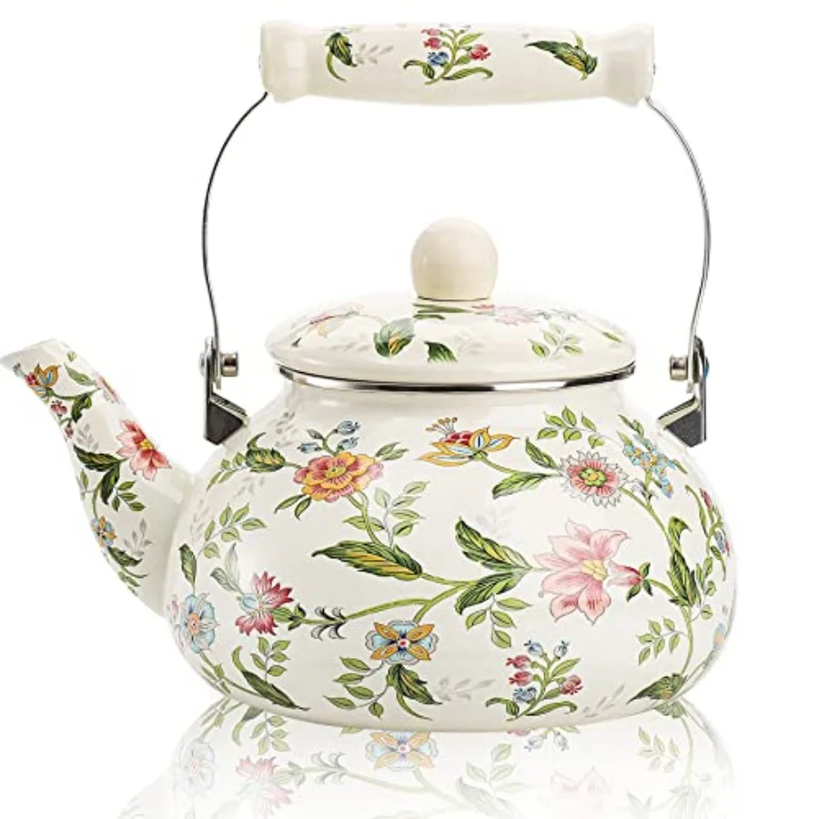 Enamel Teapot floral, Large Porcelain Enameled Teakettle, Colorful Water Tea Kettle pot for Stovetop, Small Retro Classic Desig
Enamel Teapot floral, Large Porcelain Enameled Teakettle, Colorful Water Tea Kettle pot for Stovetop, Small Retro Classic Desig