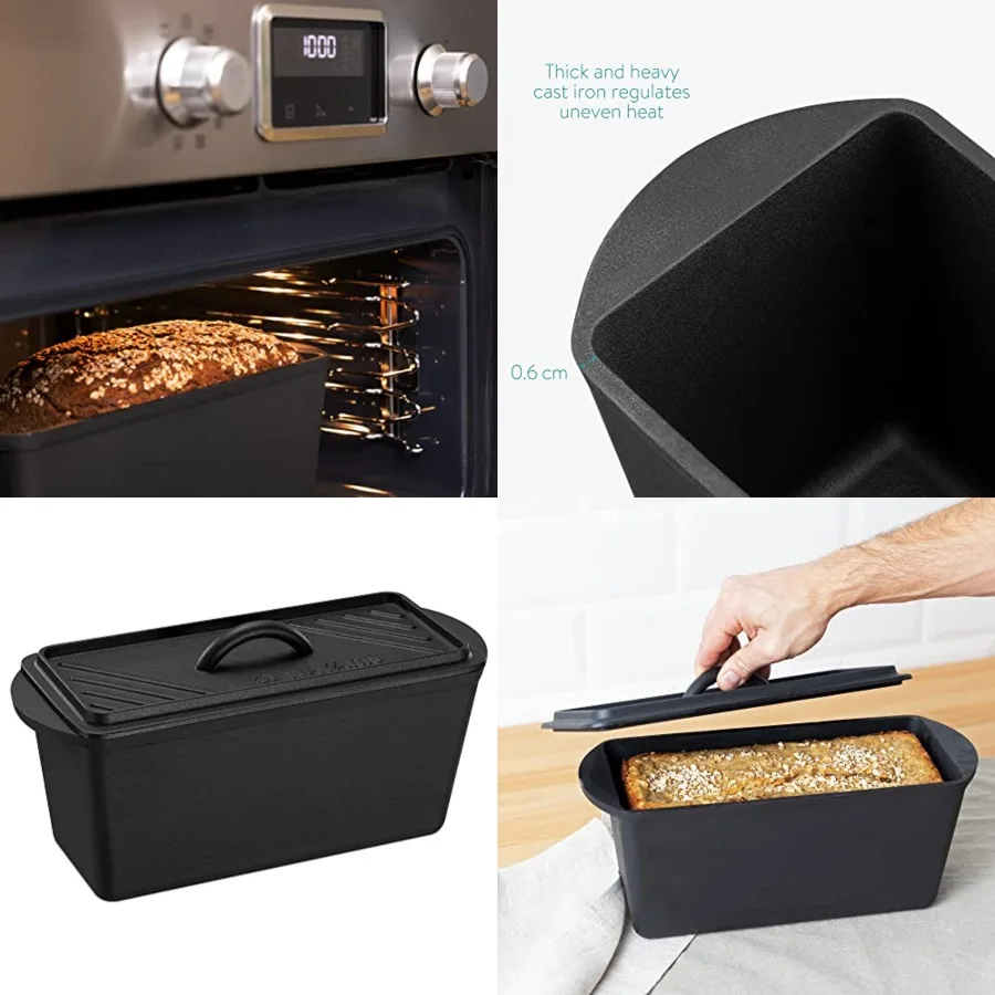 Long Bread Pan - Cast Iron Bread Loaf Pan with Lid for Homemade Sourdough Baking - 2 in 1 Cast Iron Loaf Pans - Covered Sour Do
Long Bread Pan - Cast Iron Bread Loaf Pan with Lid for Homemade Sourdough Baking - 2 in 1 Cast Iron Loaf Pans - Covered Sour Do