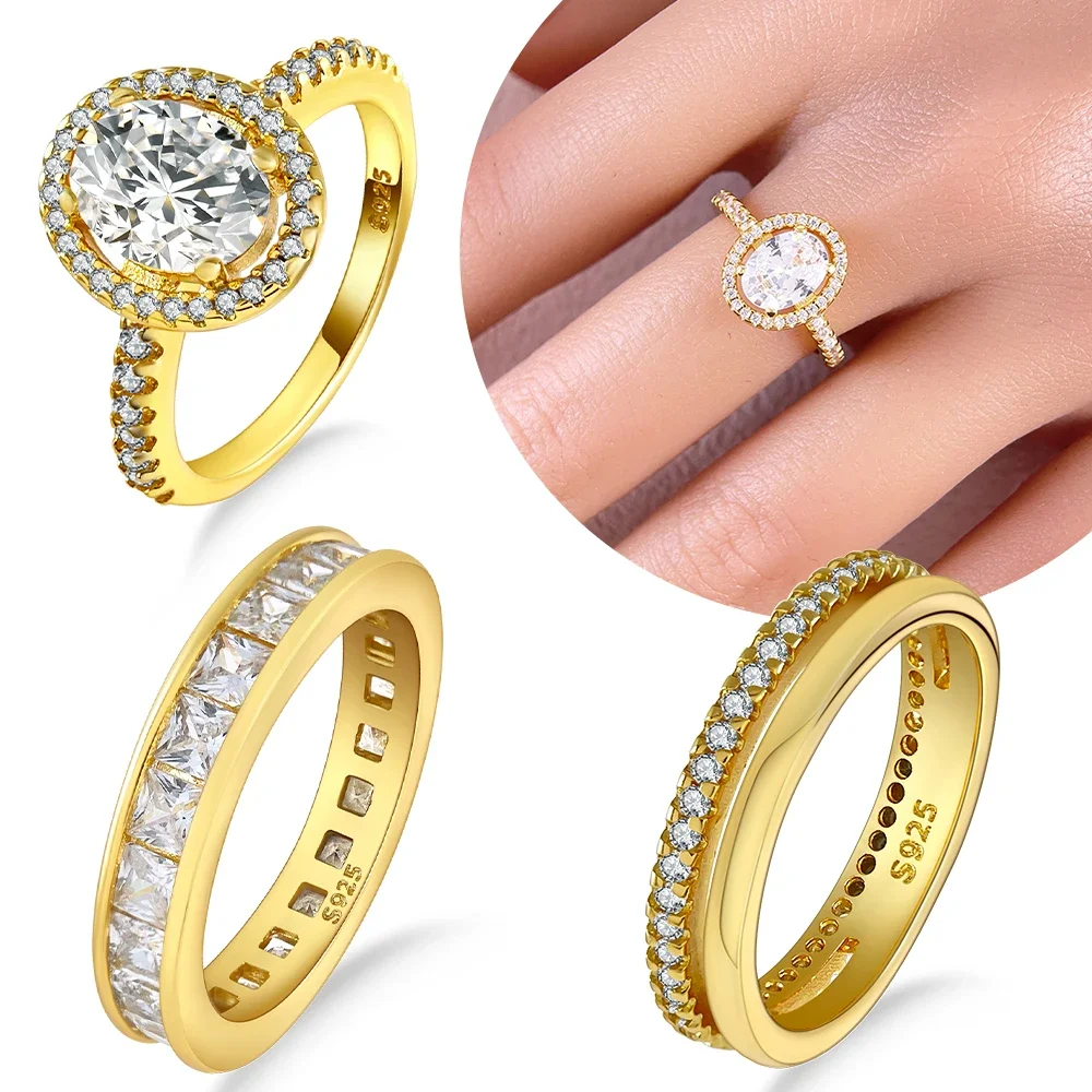925 Sterling Silver Original Large Gold Round Zircon Rings Set Luxury Wedding Gifts for Women Diy Accessories Engagement Ring
925 Sterling Silver Original Large Gold Round Zircon Rings Set Luxury Wedding Gifts for Women Diy Accessories Engagement Ring