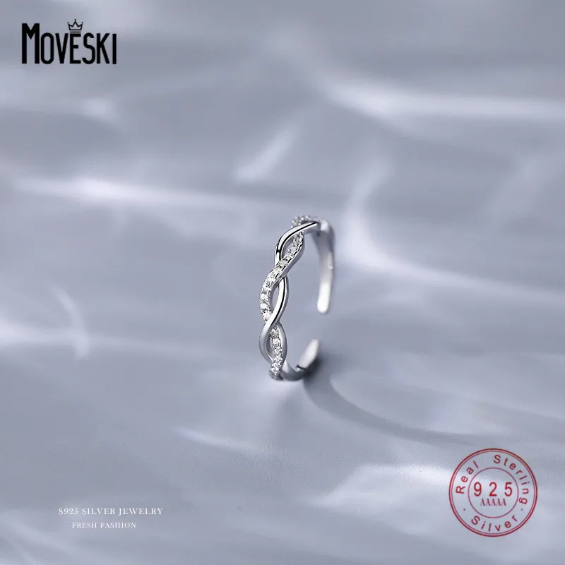 MOVESKI 925 Sterling Silver Fashion Inlaid Zircon Winding Open Ring Women Simple Temperament All-Match Jewelry
MOVESKI 925 Sterling Silver Fashion Inlaid Zircon Winding Open Ring Women Simple Temperament All-Match Jewelry