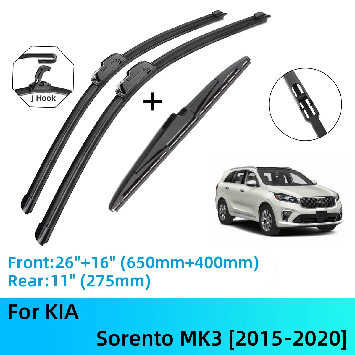 For KIA Sorento MK3 Front Rear Wiper Blades Brushes Cutter Accessories J U Hook 2015-2020 2015 2016 2017 2018 2019 2020
For KIA Sorento MK3 Front Rear Wiper Blades Brushes Cutter Accessories J U Hook 2015-2020 2015 2016 2017 2018 2019 2020