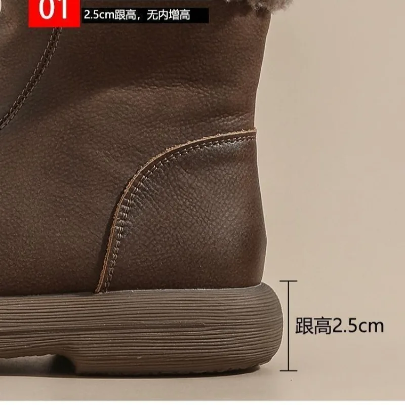 Winter Warm Fleece Lined Ankle Boots Vintage Leather Side Zipper Snow Booties Thick Sole Comfort Daily Thermal Ladies Snow Boots
Winter Warm Fleece Lined Ankle Boots Vintage Leather Side Zipper Snow Booties Thick Sole Comfort Daily Thermal Ladies Snow Boots