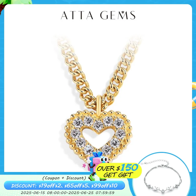 ATTAGEMS D Color VVS1 2.2mm Moissanite Pendant Necklace for Women Romantic Heart S925 Sterling Silver Engagement Wedding Jewelry
ATTAGEMS D Color VVS1 2.2mm Moissanite Pendant Necklace for Women Romantic Heart S925 Sterling Silver Engagement Wedding Jewelry