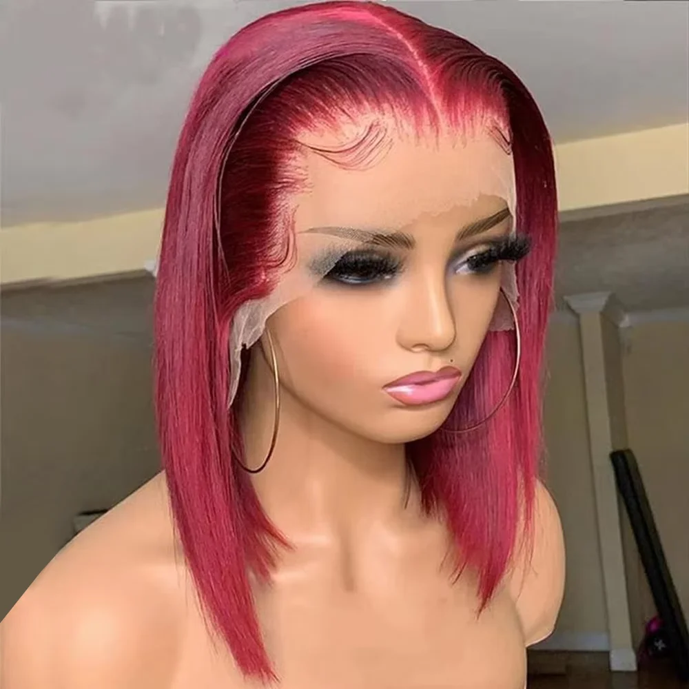 12Inch 99J Burgundy Bob Wig Human Hair 13x4 Straight Short Bob Wigs HD Transparent Lace Frontal Wig PrePlucked 200% Density 
12Inch 99J Burgundy Bob Wig Human Hair 13x4 Straight Short Bob Wigs HD Transparent Lace Frontal Wig PrePlucked 200% Density