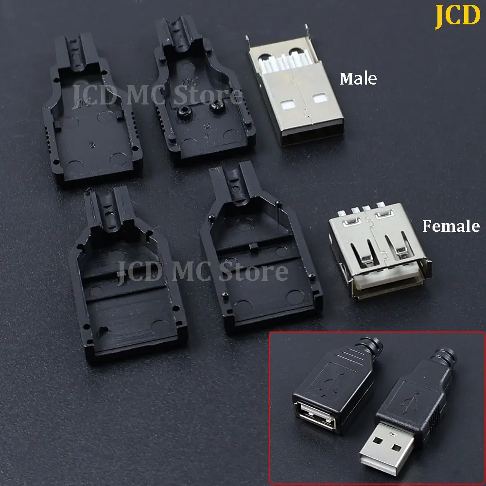 5 Set USB 2.0 Type A Connector Male Female 4 Pin Plug Socket With Black White Plastic Cover USB Type-A Soldering DIY Kits
5 Set USB 2.0 Type A Connector Male Female 4 Pin Plug Socket With Black White Plastic Cover USB Type-A Soldering DIY Kits