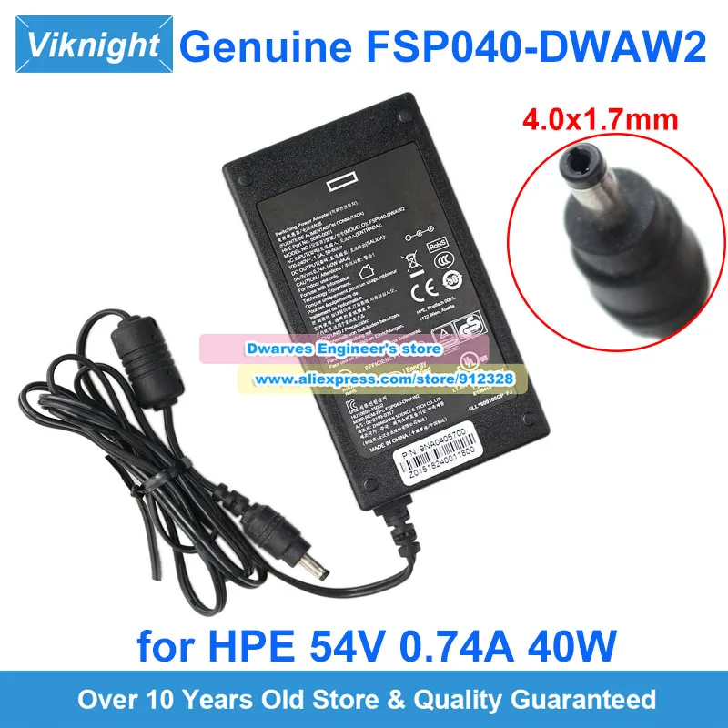 Genuine FSP040-DWAW2 AC Adapter 40W 54V 0.74A Laptop Charger 9NA0405700 for HPE 5080-0001 Power Supply With 4.0X1.7mm Tips
Genuine FSP040-DWAW2 AC Adapter 40W 54V 0.74A Laptop Charger 9NA0405700 for HPE 5080-0001 Power Supply With 4.0X1.7mm Tips