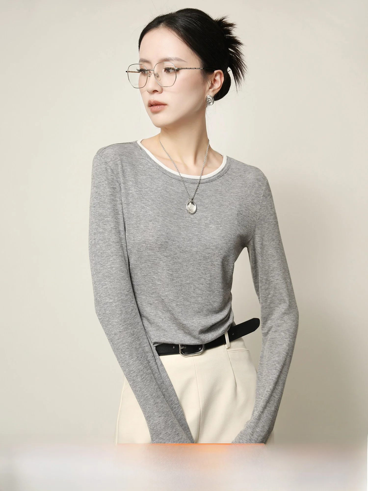 XUS Minimalist Style Woolen Knitted Long Sleeve round Neck Women's T-Shirt Patchwork Casual Loose Fit Regular Length Spring
XUS Minimalist Style Woolen Knitted Long Sleeve round Neck Women's T-Shirt Patchwork Casual Loose Fit Regular Length Spring