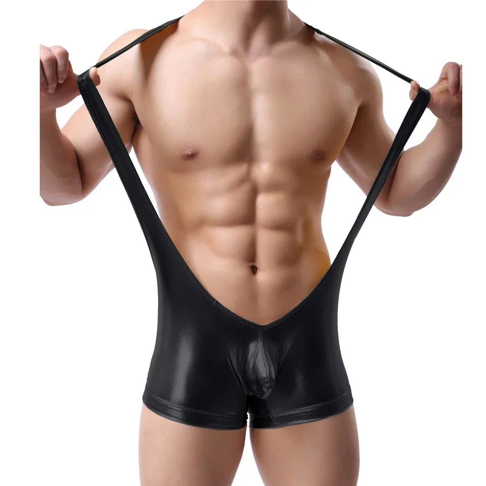 Sexy Men's One-Piece Underwear Jumpsuits Faux Leather Bodysuits Undershirts Jockstrap Leotards Male Wrestling Singlet Clubwear
Sexy Men's One-Piece Underwear Jumpsuits Faux Leather Bodysuits Undershirts Jockstrap Leotards Male Wrestling Singlet Clubwear