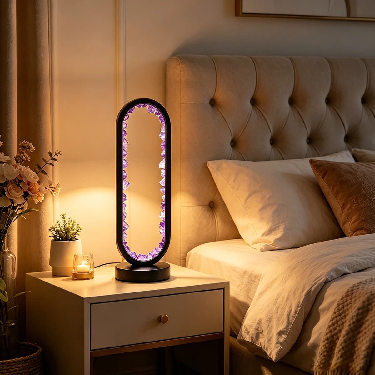 1pc Natural Amethyst Oval LED Lamp, Soft Warm Night Light for Bedroom, Meditation & Home Decor
1pc Natural Amethyst Oval LED Lamp, Soft Warm Night Light for Bedroom, Meditation & Home Decor