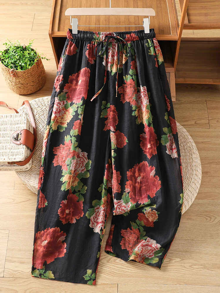 Retro Korean Japanese Brand Casual Wide Leg Pants Women Summer Loose plus Size Fashion Print Nine Point Trousers
Retro Korean Japanese Brand Casual Wide Leg Pants Women Summer Loose plus Size Fashion Print Nine Point Trousers