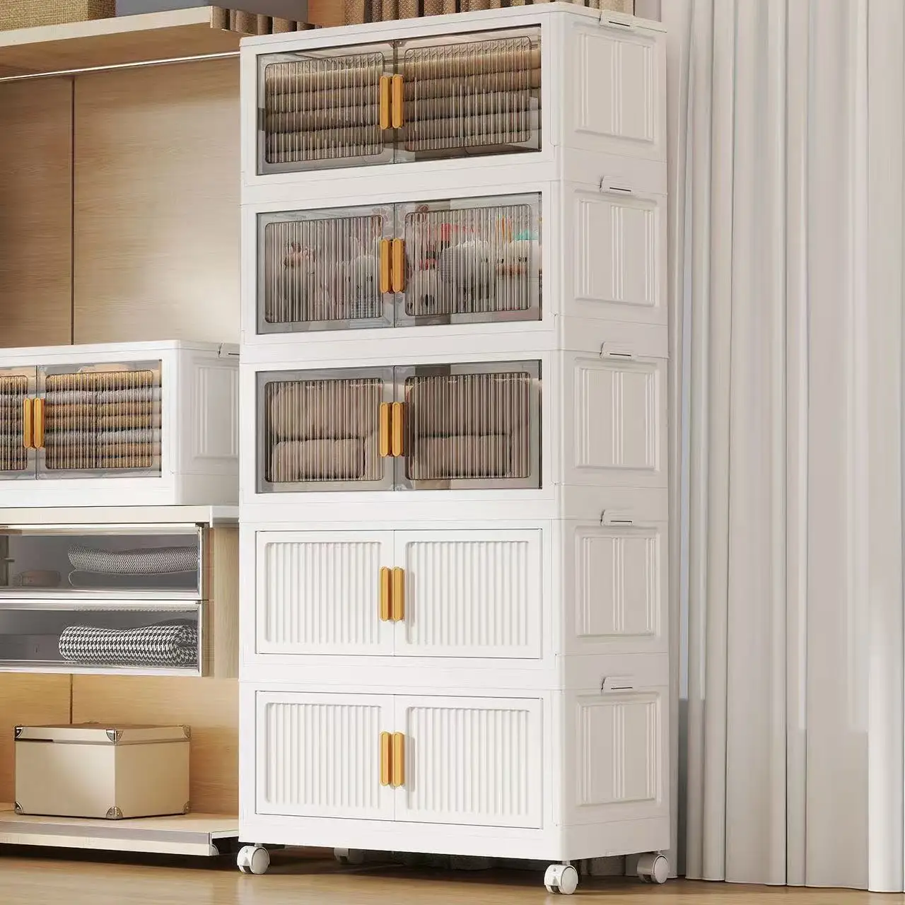 Oversized 3/4/5-Tier Foldable Storage w/ Wheels - No Assembly, Magnetic Doors, Clothes/Toys/Books - Living/Bedroom/Office
Oversized 3/4/5-Tier Foldable Storage w/ Wheels - No Assembly, Magnetic Doors, Clothes/Toys/Books - Living/Bedroom/Office