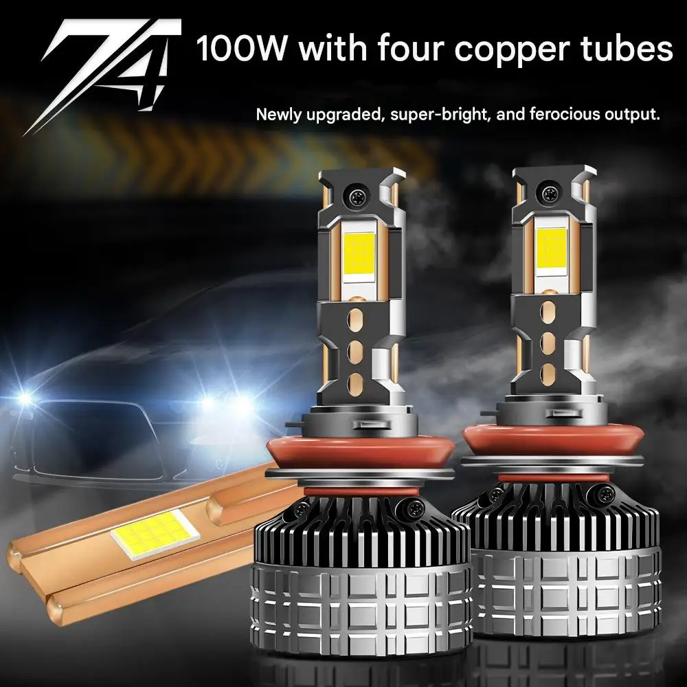 100W High Power Headlight Bulbs Quad Copper Tube Cooling Super Bright Focus Beam Headlights 12V 24V Universal Auto Front Lights
100W High Power Headlight Bulbs Quad Copper Tube Cooling Super Bright Focus Beam Headlights 12V 24V Universal Auto Front Lights