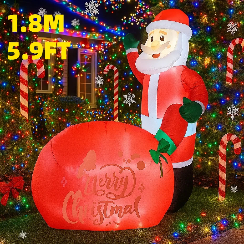 1.8M/5.9FT Inflatable Santa Claus with Gift Bag Lights LED Home Decorations Toys Yard Xmas Decor Supplies Outdoor Holiday Decora
1.8M/5.9FT Inflatable Santa Claus with Gift Bag Lights LED Home Decorations Toys Yard Xmas Decor Supplies Outdoor Holiday Decora