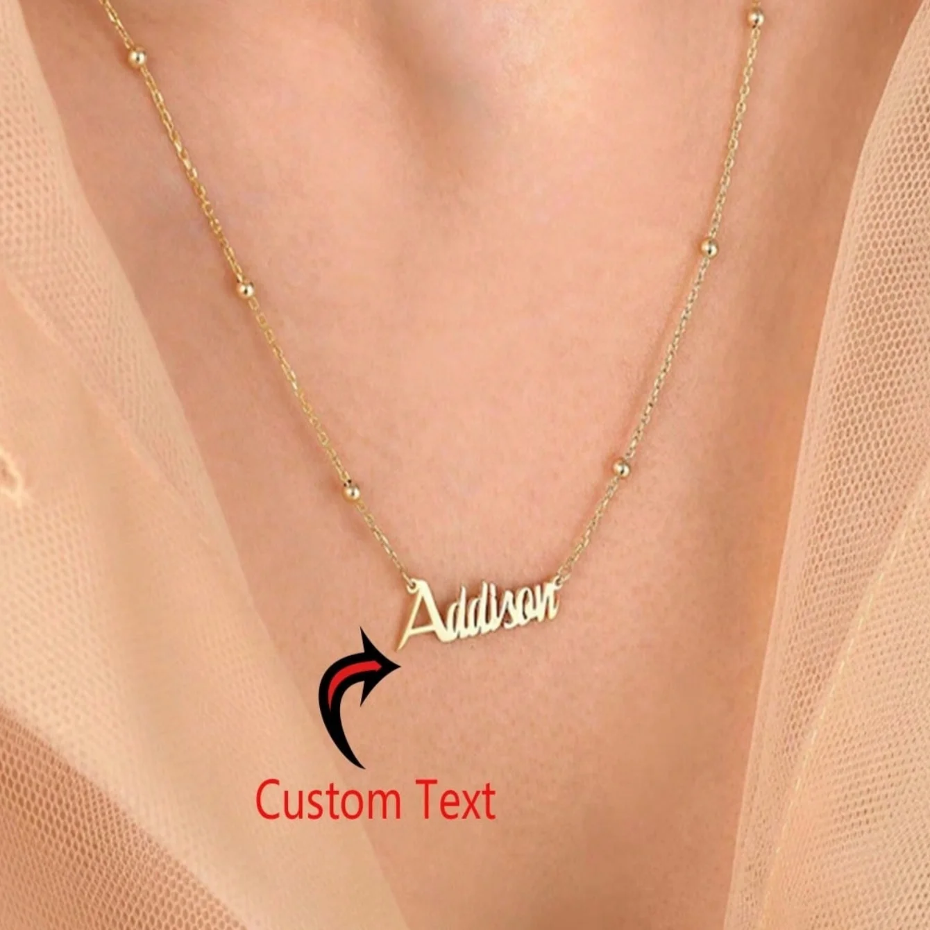 Customized Name Necklace with Gold Color Beaded Chain Custom Name Necklace Bead Chain Jewelry Gift Collares Para Mujer
Customized Name Necklace with Gold Color Beaded Chain Custom Name Necklace Bead Chain Jewelry Gift Collares Para Mujer