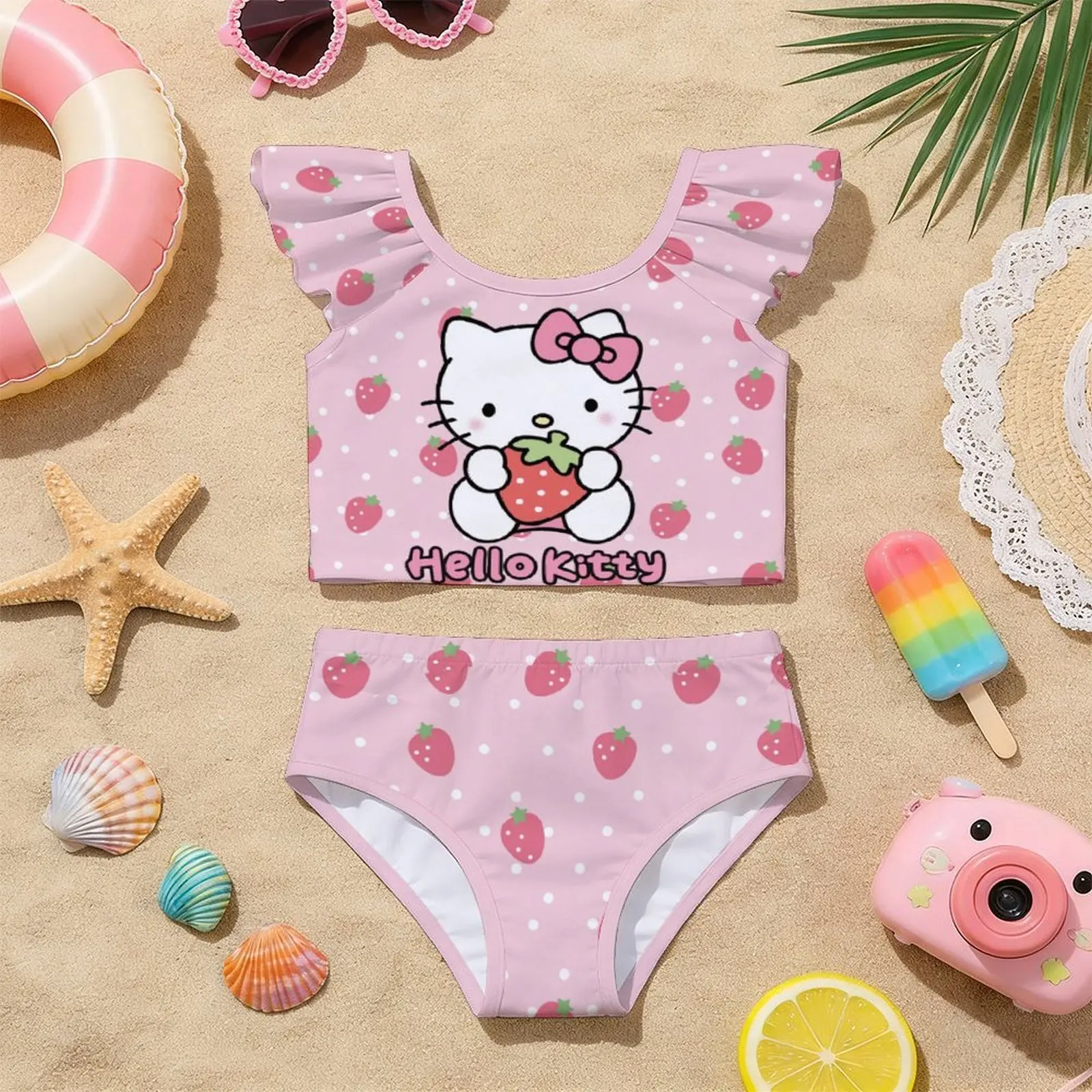 New Kawaii Hello Kitty Floral Kids Bikini Set Ruffle Cap Sleeve All Over Flower Print Cute Cartoon Girls Seaside Swimwear Anime
New Kawaii Hello Kitty Floral Kids Bikini Set Ruffle Cap Sleeve All Over Flower Print Cute Cartoon Girls Seaside Swimwear Anime