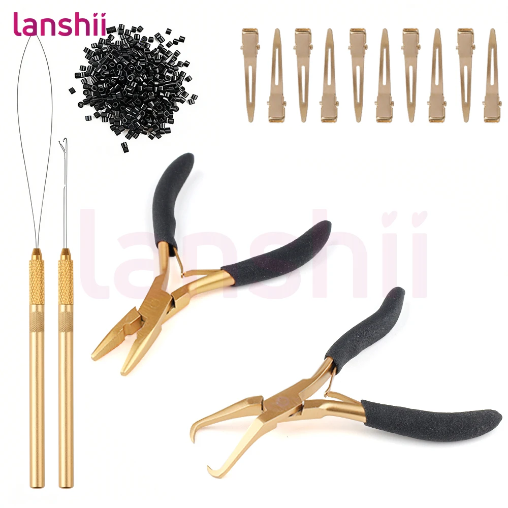 Lanshii Hair Extension Beading Kit – Bead Pliers, Bead Remover Pliers, Hair Hook Needle, Loop Tool & 200pcs 4.0mm Micro Rings
Lanshii Hair Extension Beading Kit – Bead Pliers, Bead Remover Pliers, Hair Hook Needle, Loop Tool & 200pcs 4.0mm Micro Rings