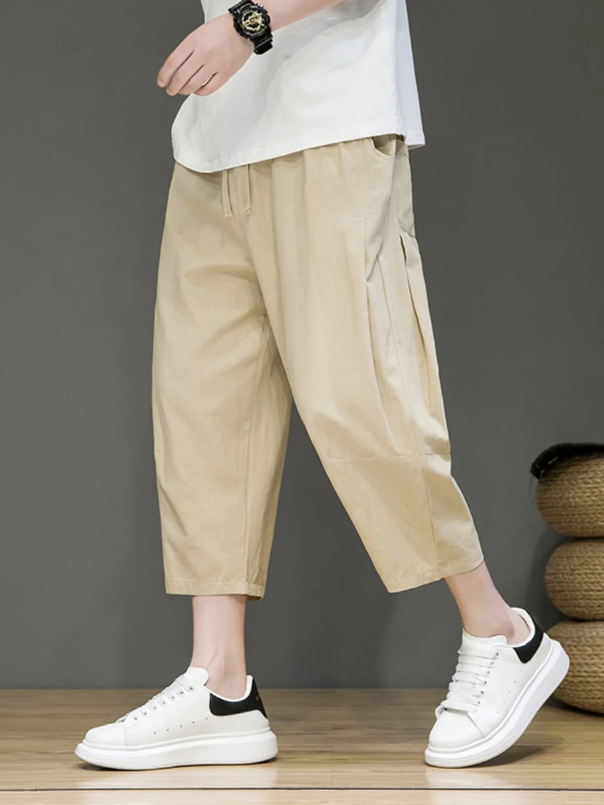 Khaki Color Men's Seven-Five Pants Summer Thin Linen orts Loose Large Size Straight Leg Cotton Linen Eight-Five Pants
Khaki Color Men's Seven-Five Pants Summer Thin Linen orts Loose Large Size Straight Leg Cotton Linen Eight-Five Pants