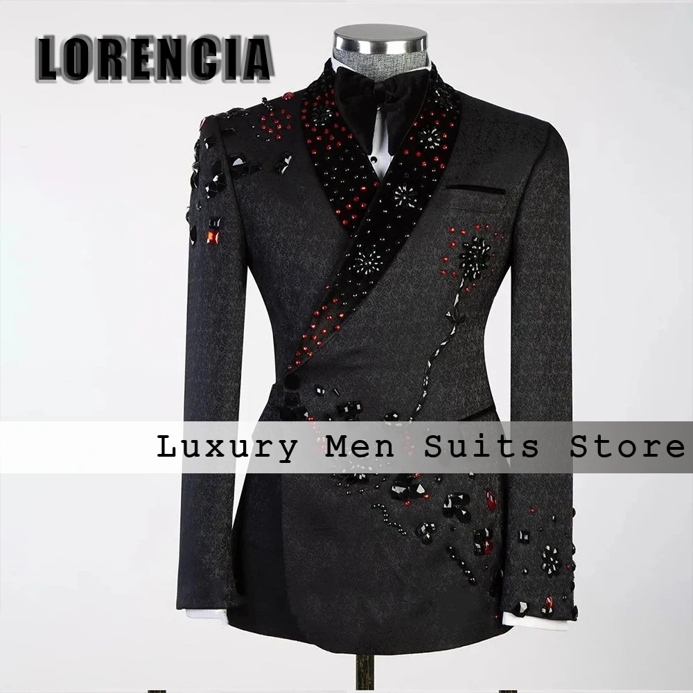 Sparkly Rhinestone Suits for Male 2 Pieces Glitter Beading Wedding Groom Tuxedos Customized Outfits Blazer Pants costumes homme
Sparkly Rhinestone Suits for Male 2 Pieces Glitter Beading Wedding Groom Tuxedos Customized Outfits Blazer Pants costumes homme