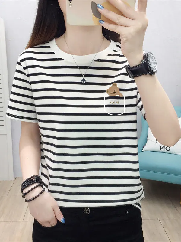 2026 New plus Size Conceal Design Shoulder Stripe Short Sleeve T-Shirt Women's Trendy Slimming Top Fashionable Momwear
2026 New plus Size Conceal Design Shoulder Stripe Short Sleeve T-Shirt Women's Trendy Slimming Top Fashionable Momwear