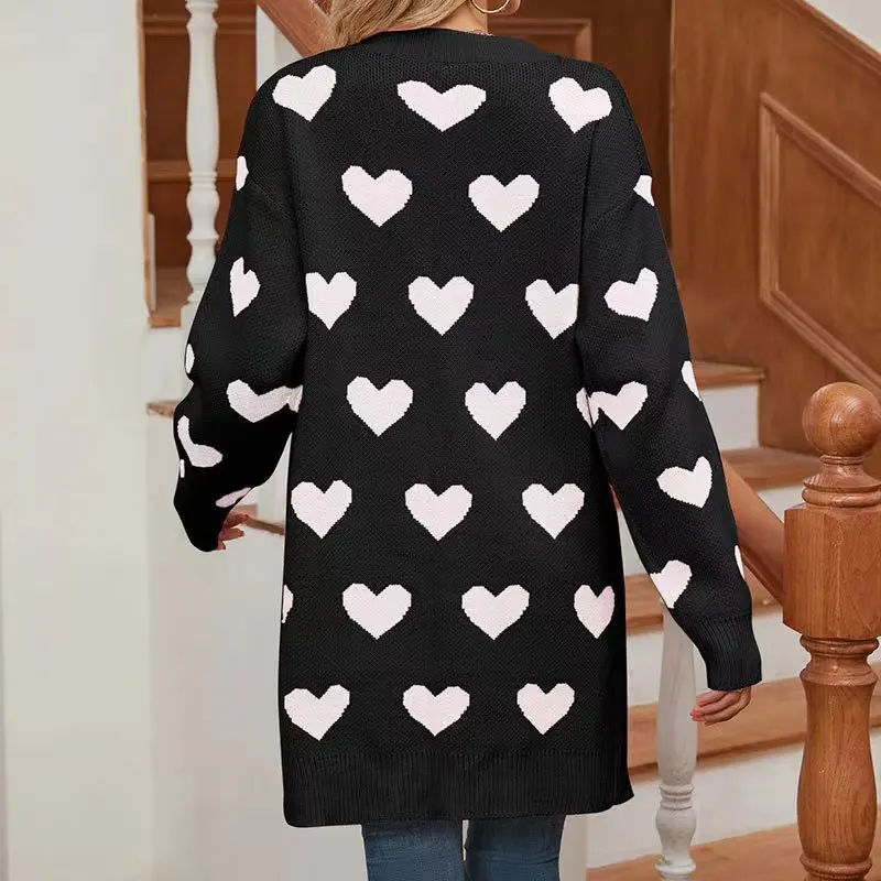 Открытый кардиган с сердечком, вязаный свитер, свободная верхняя одежда, длинный свеч V-Ne, повседневный женский осенний свитер средней длины
Открытый кардиган с сердечком, вязаный свитер, свободная верхняя одежда, длинный свеч V-Ne, повседневный женский осенний свитер средней длины