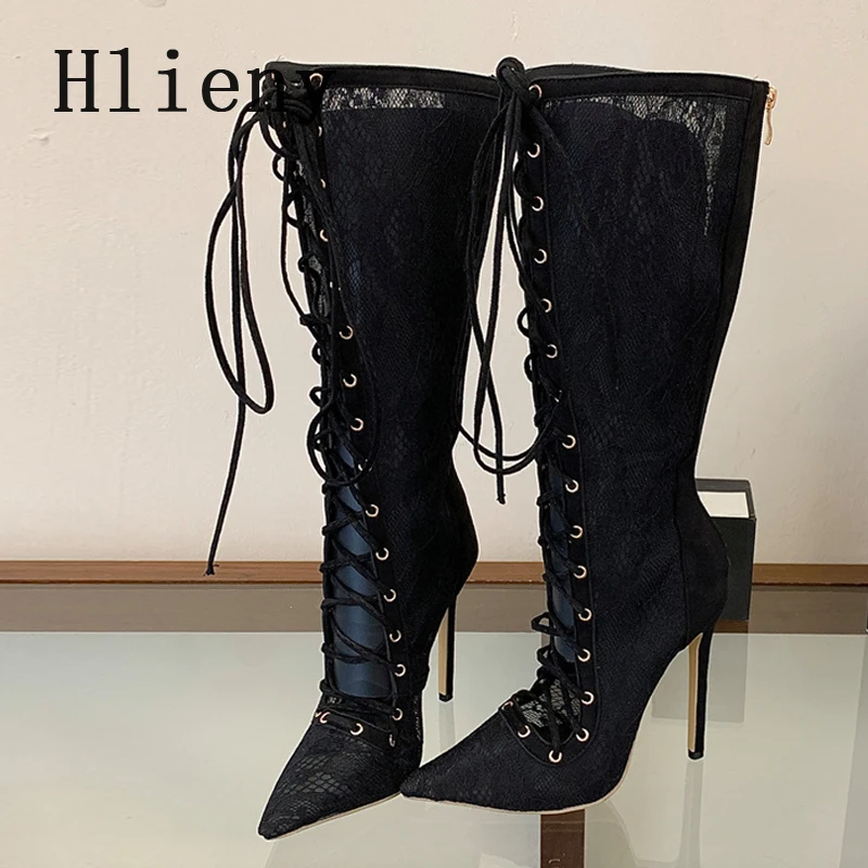Hlieny New Design Pointed Toe Mesh Hollow Out Knee High Boots Lace-up Woman Sandals Thin High Heels Shoes Zipper Long Booties
Hlieny New Design Pointed Toe Mesh Hollow Out Knee High Boots Lace-up Woman Sandals Thin High Heels Shoes Zipper Long Booties