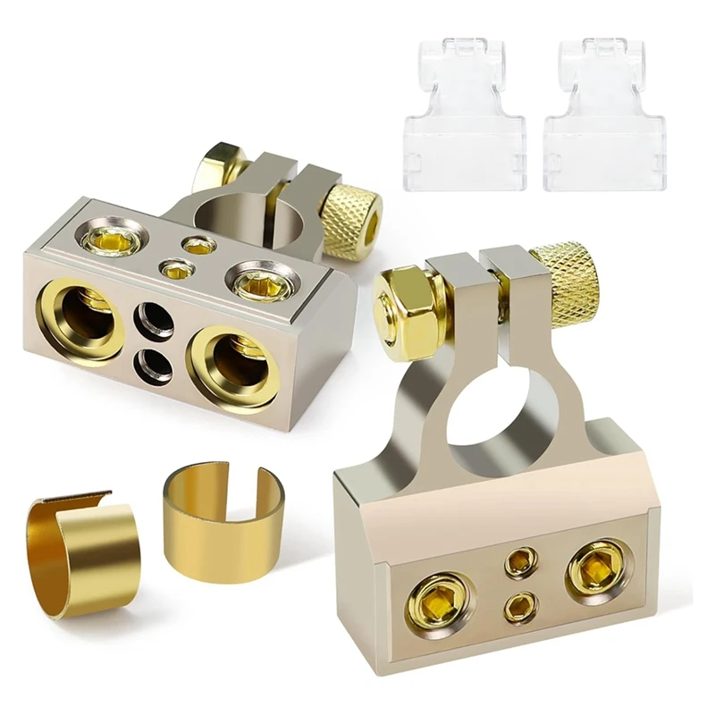 AA86 Battery Terminals, 0/4/8/10 Gauge Battery Terminal Connectors With Shims And Protective Covers, Car Battery Cable Ends
AA86 Battery Terminals, 0/4/8/10 Gauge Battery Terminal Connectors With Shims And Protective Covers, Car Battery Cable Ends