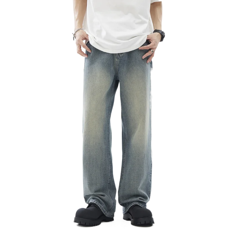 Spring and Summer American Retro Light Color and Water Scrubbing Worn Jeans Men and WomencleanfitStraight Loose Wide-Leg Pants
Spring and Summer American Retro Light Color and Water Scrubbing Worn Jeans Men and WomencleanfitStraight Loose Wide-Leg Pants