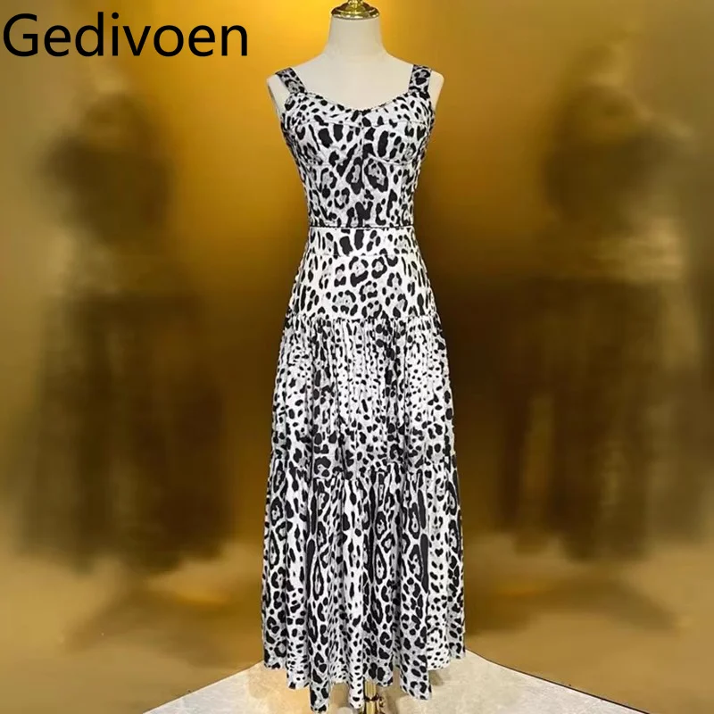 Gedivoen Fashion Women's Suit Square-Neck Spaghetti Strap Backless Tops+Big Swing Skirt Leopard Print Cotton Two-piece Set
Gedivoen Fashion Women's Suit Square-Neck Spaghetti Strap Backless Tops+Big Swing Skirt Leopard Print Cotton Two-piece Set
