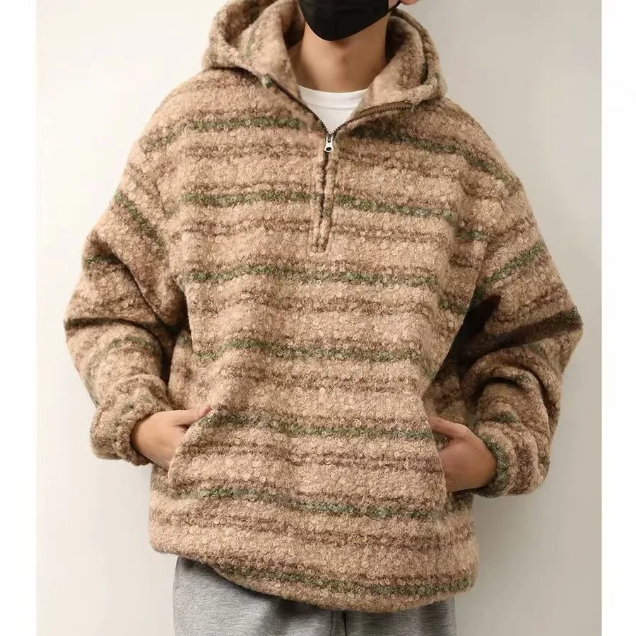 Loose Fit adient Striped American Sle Women's Hoodie Knitted Sweater Winter Casual Wear Polyester Fiber Thiened Coat
Loose Fit adient Striped American Sle Women's Hoodie Knitted Sweater Winter Casual Wear Polyester Fiber Thiened Coat