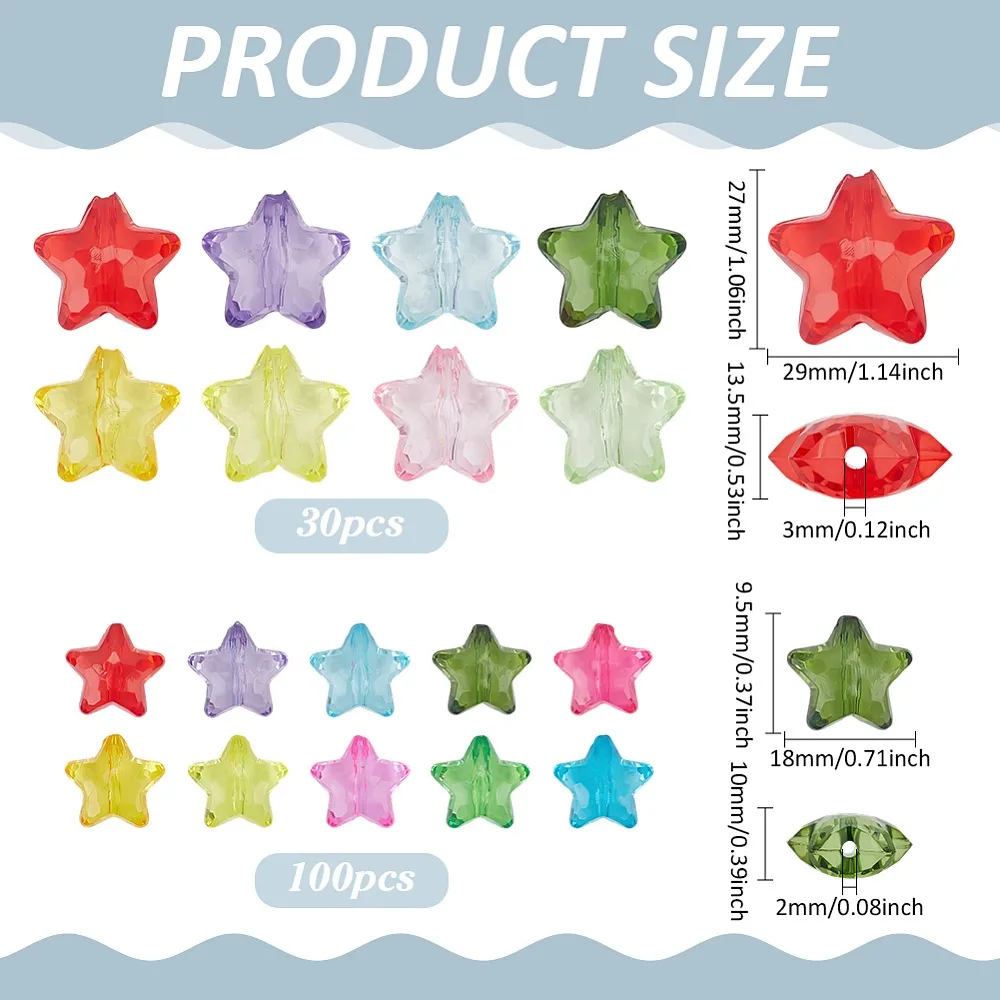 130Pcs 2 Styles Transparent Acrylic Beads Star Faceted Mixed Color 18~27x9.5~29x10~13.5mm Hole: 2~3mm 312pcs/500g
130Pcs 2 Styles Transparent Acrylic Beads Star Faceted Mixed Color 18~27x9.5~29x10~13.5mm Hole: 2~3mm 312pcs/500g