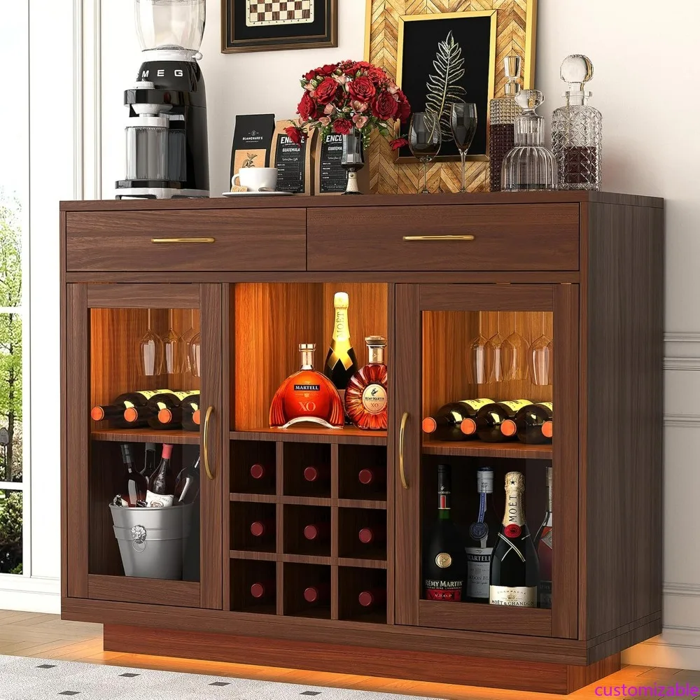 Illuminated Wine Bar Cabinet, Coffee and Liquor Storage with Glass Holder, Kitchen Buffet Sideboard for Beverages and Glassware
Illuminated Wine Bar Cabinet, Coffee and Liquor Storage with Glass Holder, Kitchen Buffet Sideboard for Beverages and Glassware