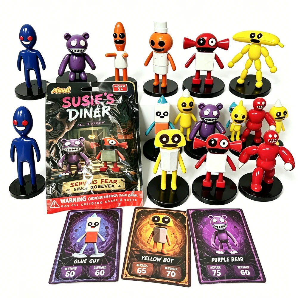 Movable Joint Monster Character Blind Box Suzy's Restaurant PVC Model Toy with Stand & Game Cards for Hobby Collectors
Movable Joint Monster Character Blind Box Suzy's Restaurant PVC Model Toy with Stand & Game Cards for Hobby Collectors