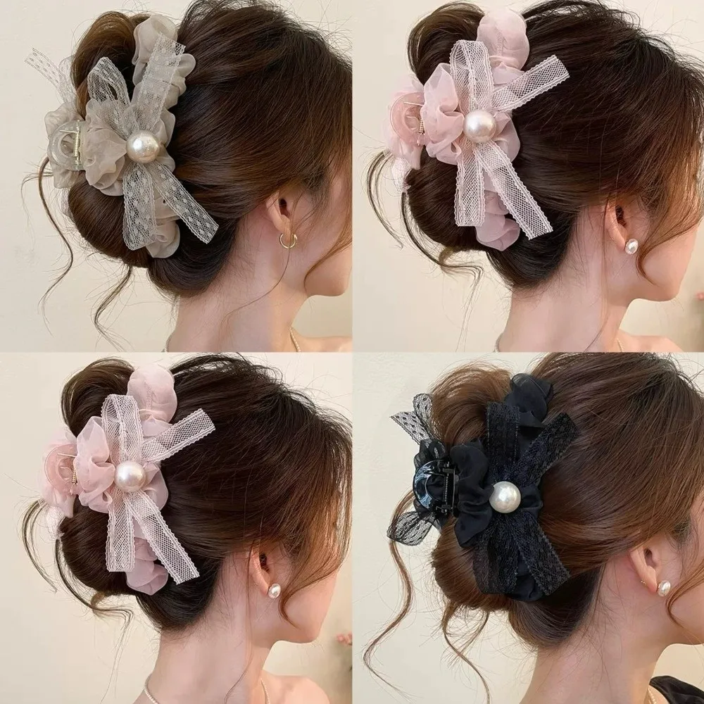 New Mesh Bow Women Hair Clip Round Bead Back of Head Hair Claws Shark Clip Hair Accessory
New Mesh Bow Women Hair Clip Round Bead Back of Head Hair Claws Shark Clip Hair Accessory