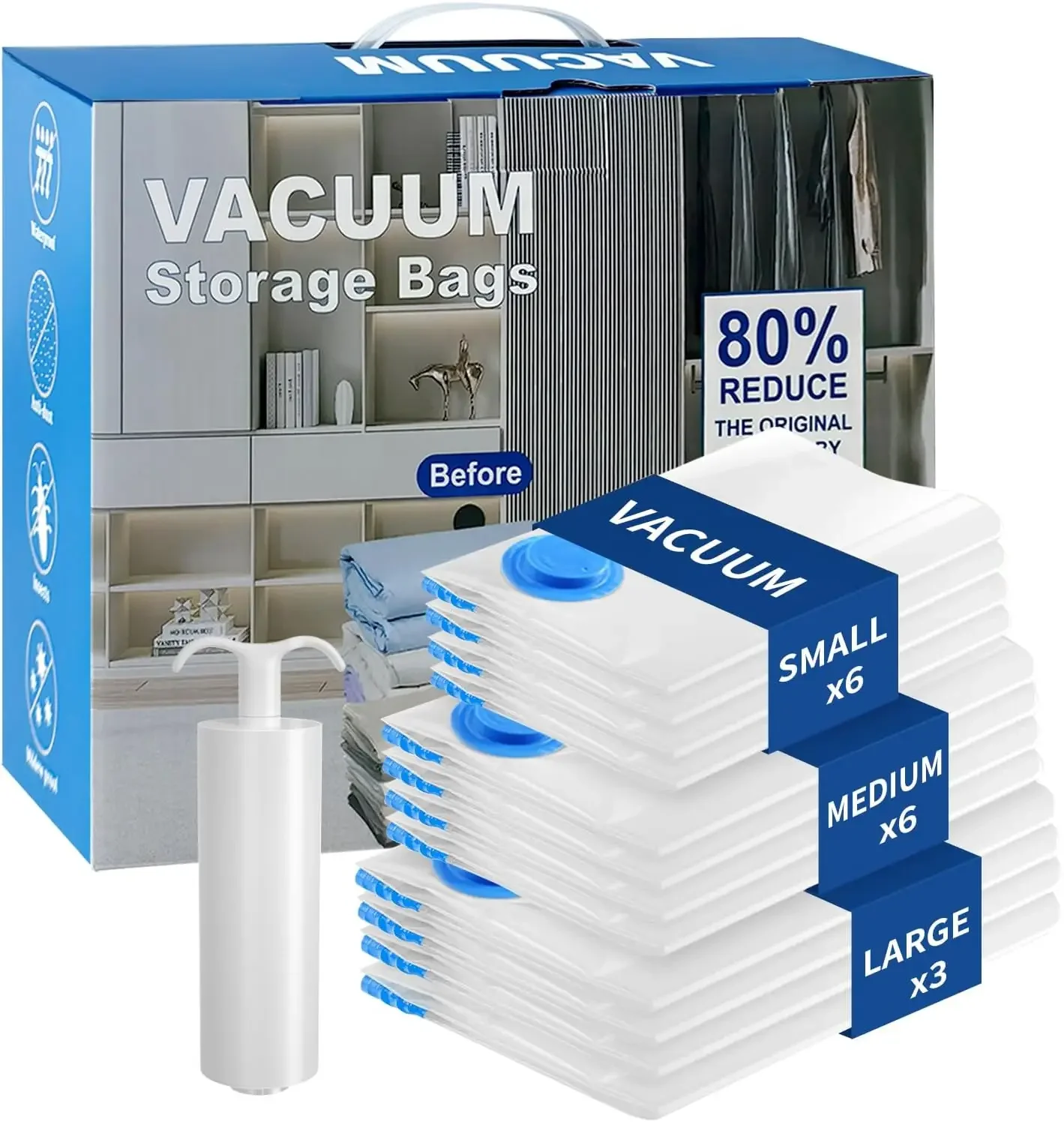 Thickened Waterproof Vacuum Storage Bags for Travel Clothing Luggage Mattress Blanket Space Saver 15 Pack
Thickened Waterproof Vacuum Storage Bags for Travel Clothing Luggage Mattress Blanket Space Saver 15 Pack