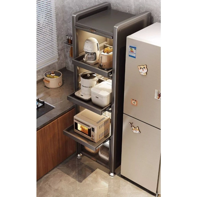 Кухонные полки, узкие ниши для холодильника, многоярусные выдвижные секции от пола до потолка, многофункциональное хранение.
Кухонные полки, узкие ниши для холодильника, многоярусные выдвижные секции от пола до потолка, многофункциональное хранение.