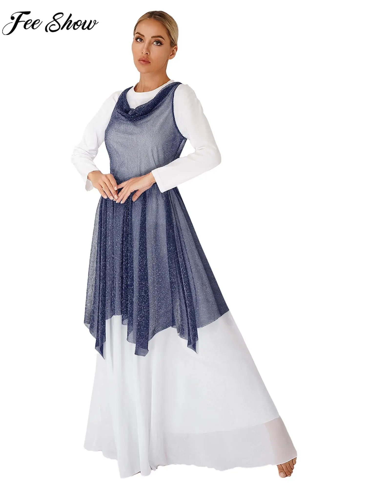 Womens Lyrical Dance Dress Choir Ballroom Performance Costume Sleeveless Glittery See-through Asymmetrical Hem Dresses Dancewear
Womens Lyrical Dance Dress Choir Ballroom Performance Costume Sleeveless Glittery See-through Asymmetrical Hem Dresses Dancewear