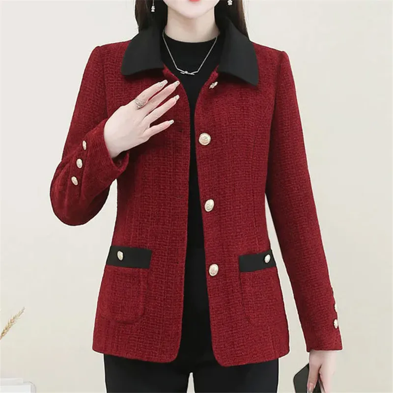 Middle-Aged Mom Jacket Women Spring Autumn 2026 New Fashion Lapel Single-Breasted Elegant Tweed Short Coat Female Outwear B1373
Middle-Aged Mom Jacket Women Spring Autumn 2026 New Fashion Lapel Single-Breasted Elegant Tweed Short Coat Female Outwear B1373