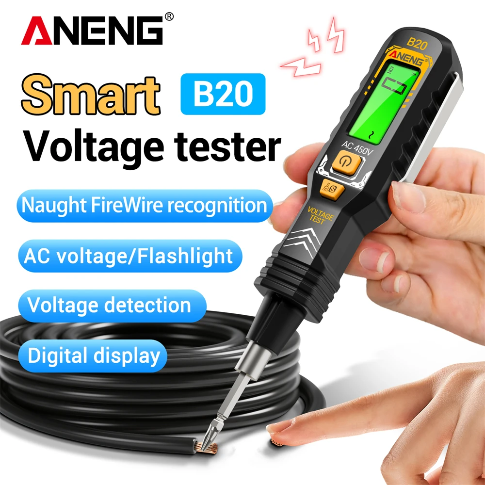 ANENG B20 Double Head Screwdriver Smart Recognion 11V~ 450V AC Voltage Detection Dual-use Slotted Cross Digital Meter Tester Pen
ANENG B20 Double Head Screwdriver Smart Recognion 11V~ 450V AC Voltage Detection Dual-use Slotted Cross Digital Meter Tester Pen