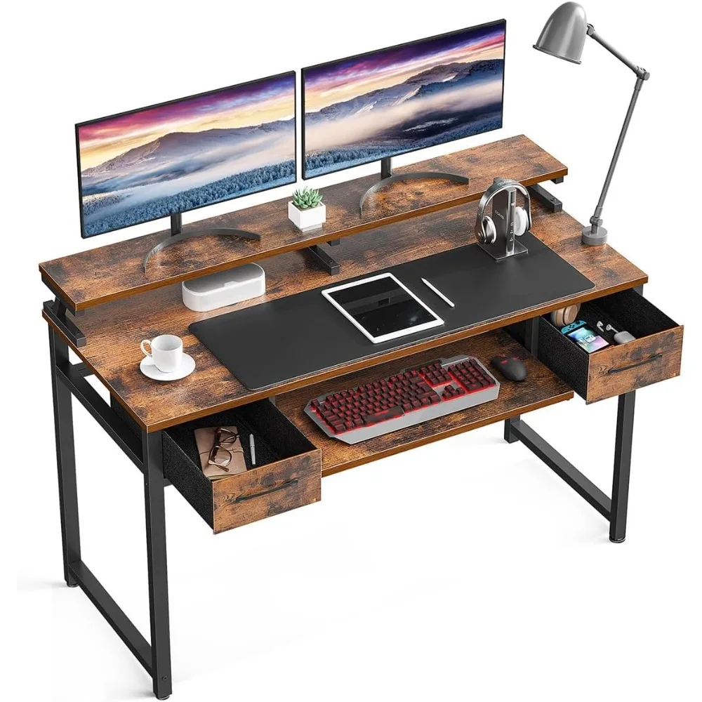 Computer Study Table, 48 Inch Office with Drawers and Keyboard Tray, Study Work with Monitor Shelf
Computer Study Table, 48 Inch Office with Drawers and Keyboard Tray, Study Work with Monitor Shelf