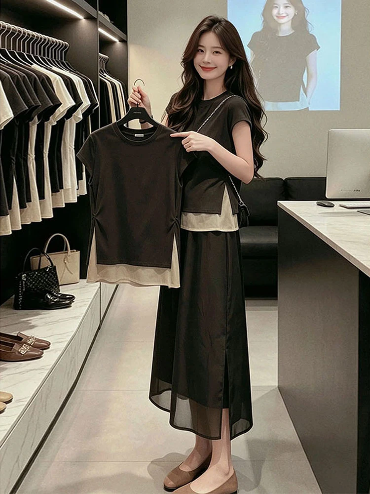 Retro Stylish Elegant Patchwork Top Skirt Ladies Summer New Beautiful Attractive Two-Piece Set High Waist Casual Style Breath...
Retro Stylish Elegant Patchwork Top Skirt Ladies Summer New Beautiful Attractive Two-Piece Set High Waist Casual Style Breath...