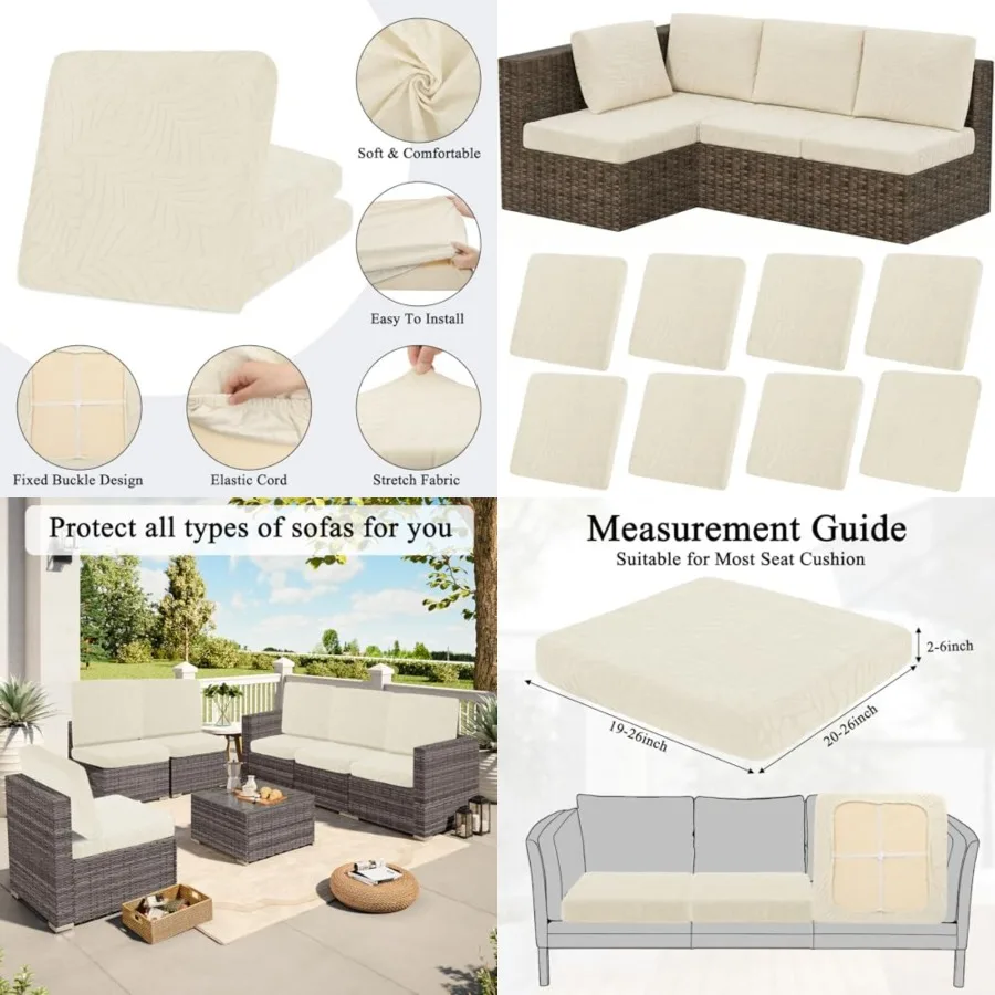 HEBE Stretch Patio Cushion Covers Set 8pcs, Waterproof Outdoor Couch Covers Replacement, Washable Reusable Seat Cushion Slipcov
HEBE Stretch Patio Cushion Covers Set 8pcs, Waterproof Outdoor Couch Covers Replacement, Washable Reusable Seat Cushion Slipcov