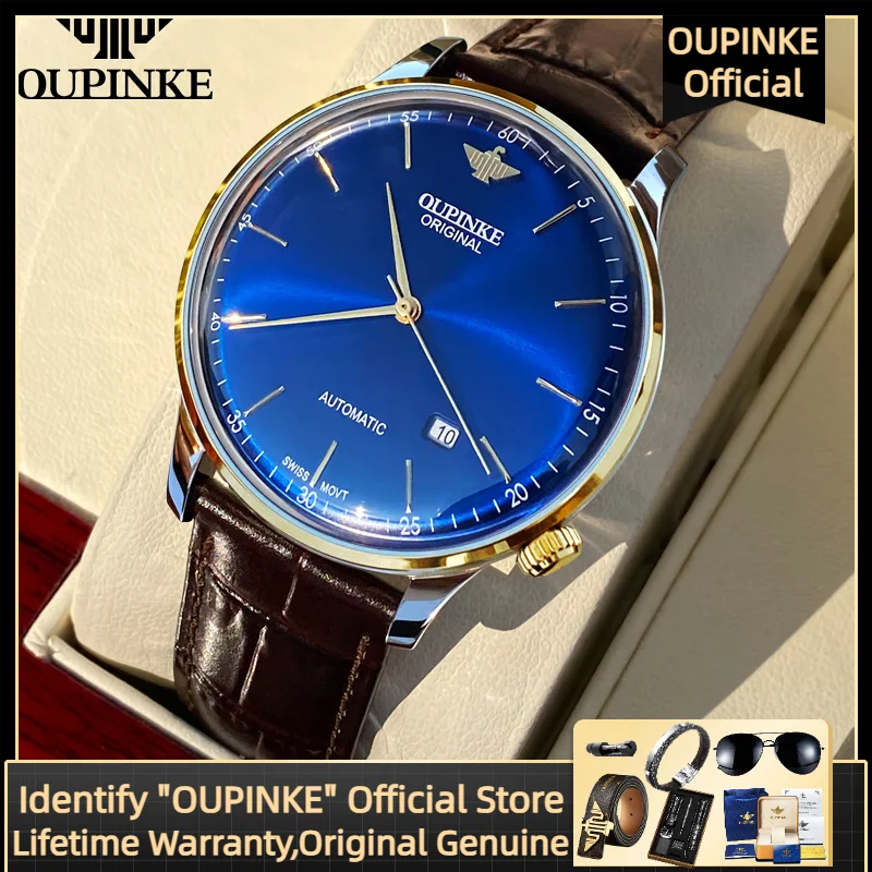 OUPINKE Mechanical Watch for Man Original Swiss Movement Leather Strap 50M Waterproof 7mm Ultra-thin Automatic Movement Watch
OUPINKE Mechanical Watch for Man Original Swiss Movement Leather Strap 50M Waterproof 7mm Ultra-thin Automatic Movement Watch