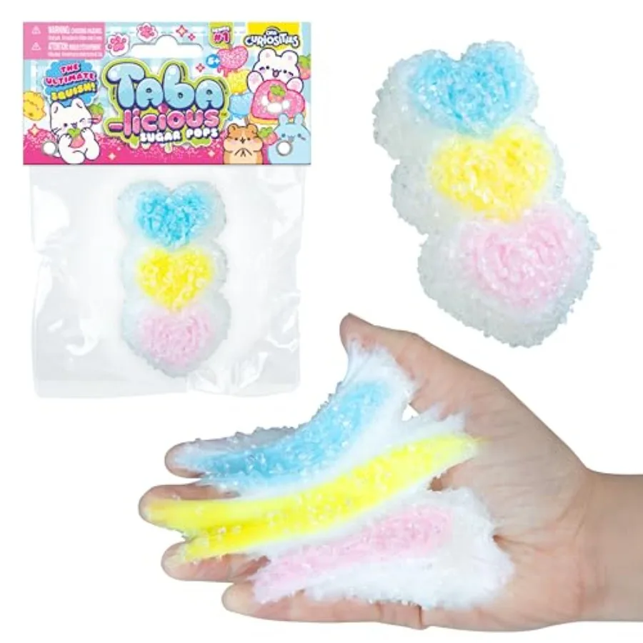 ORB Tabalicious Sugar Pops TABA Rainbow Triple Heart Squishy Toy - Blue, Yellow and Pink Linked Hearts with Sparkles - Soft Sti
ORB Tabalicious Sugar Pops TABA Rainbow Triple Heart Squishy Toy - Blue, Yellow and Pink Linked Hearts with Sparkles - Soft Sti