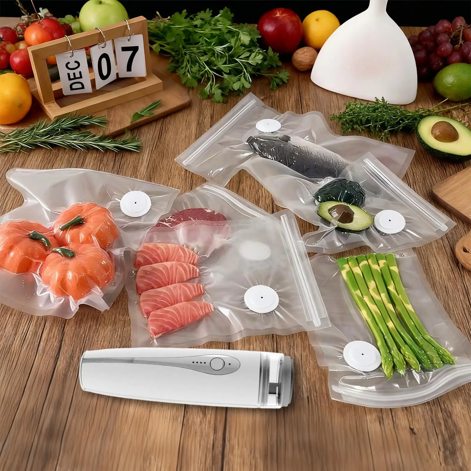 Vacuum Sealer Machine Rechargeable Kitchen Preservation Portable Food Vacuum Sealer For Travel For Meat Leftovers Vegetables
Vacuum Sealer Machine Rechargeable Kitchen Preservation Portable Food Vacuum Sealer For Travel For Meat Leftovers Vegetables