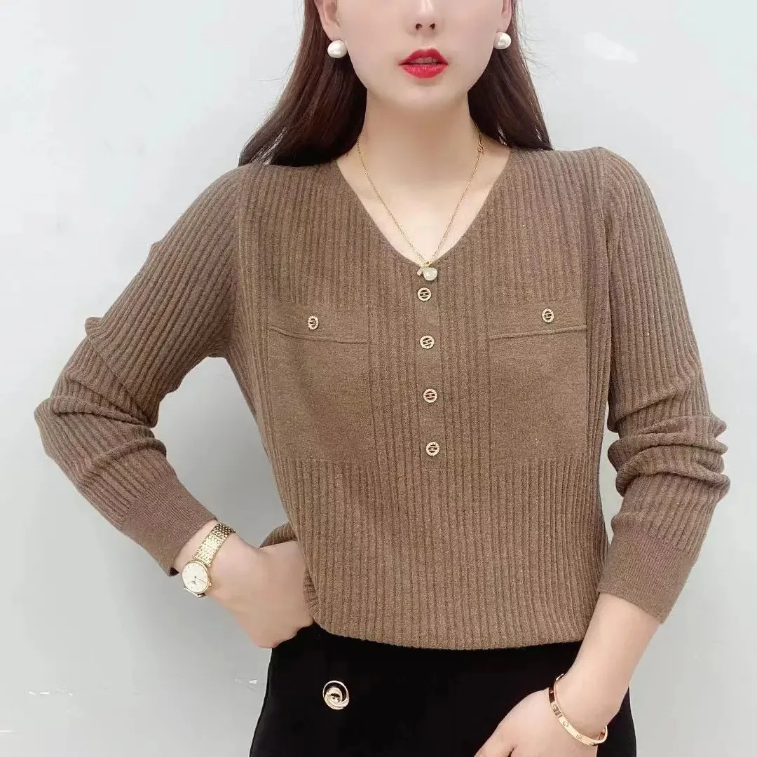 Long Sleeved Knitted V-neck Pullover Spring And Fall Sweater Bottoming TopsLong Sleeved Knitted V-neck Pullover Spring And Fall
Long Sleeved Knitted V-neck Pullover Spring And Fall Sweater Bottoming TopsLong Sleeved Knitted V-neck Pullover Spring And Fall